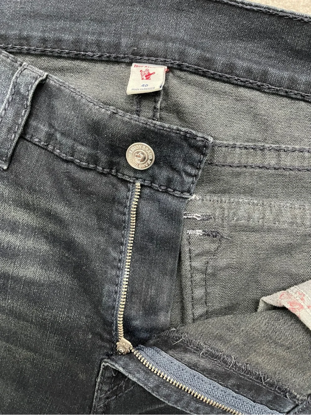True Religion Geno Flap Big T Relaxed Slim Dark Blue Mens Jeans W40 L32
